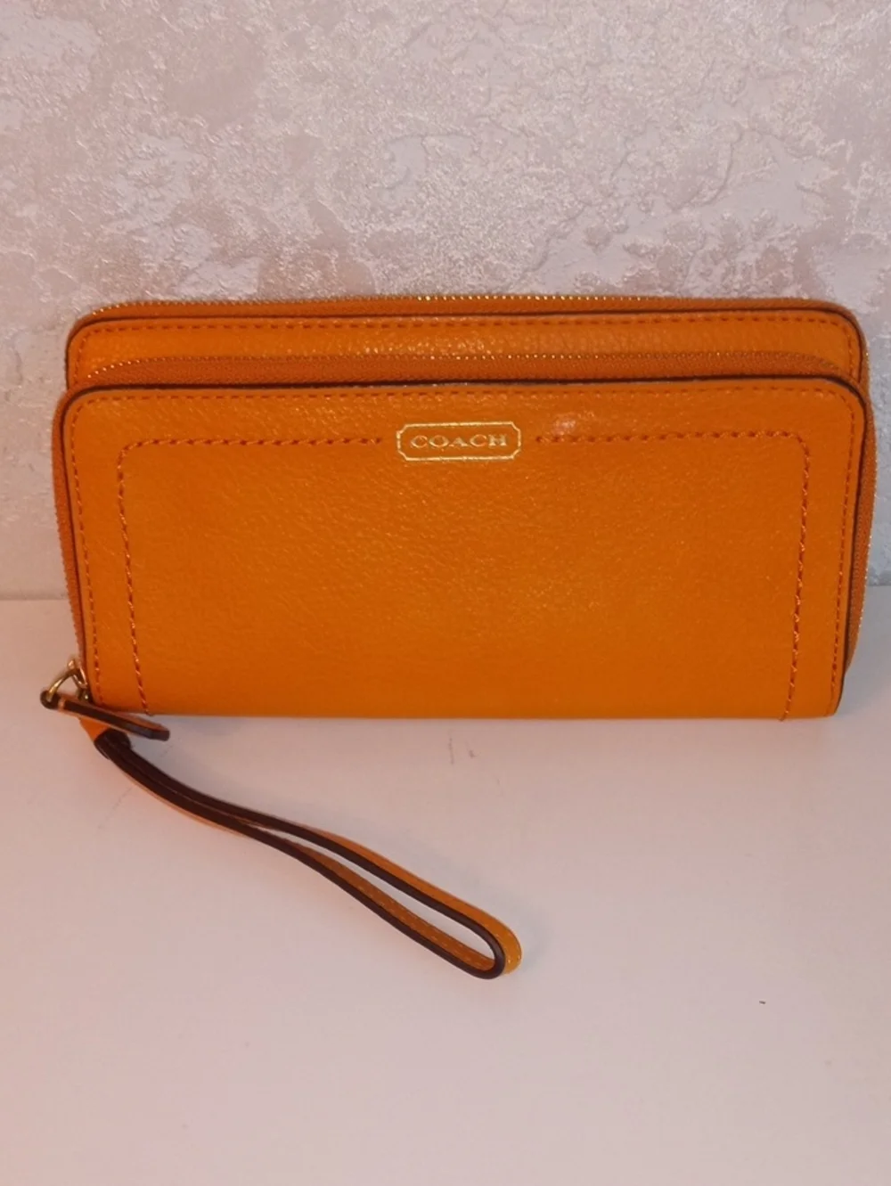 Coach Orange Leather Zip Wristlet